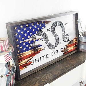 Unite or Die Wood Flag (Layered) - Premium Wooden American Flag from Crater Goods - Just $79.99! Shop now at Crater Goods