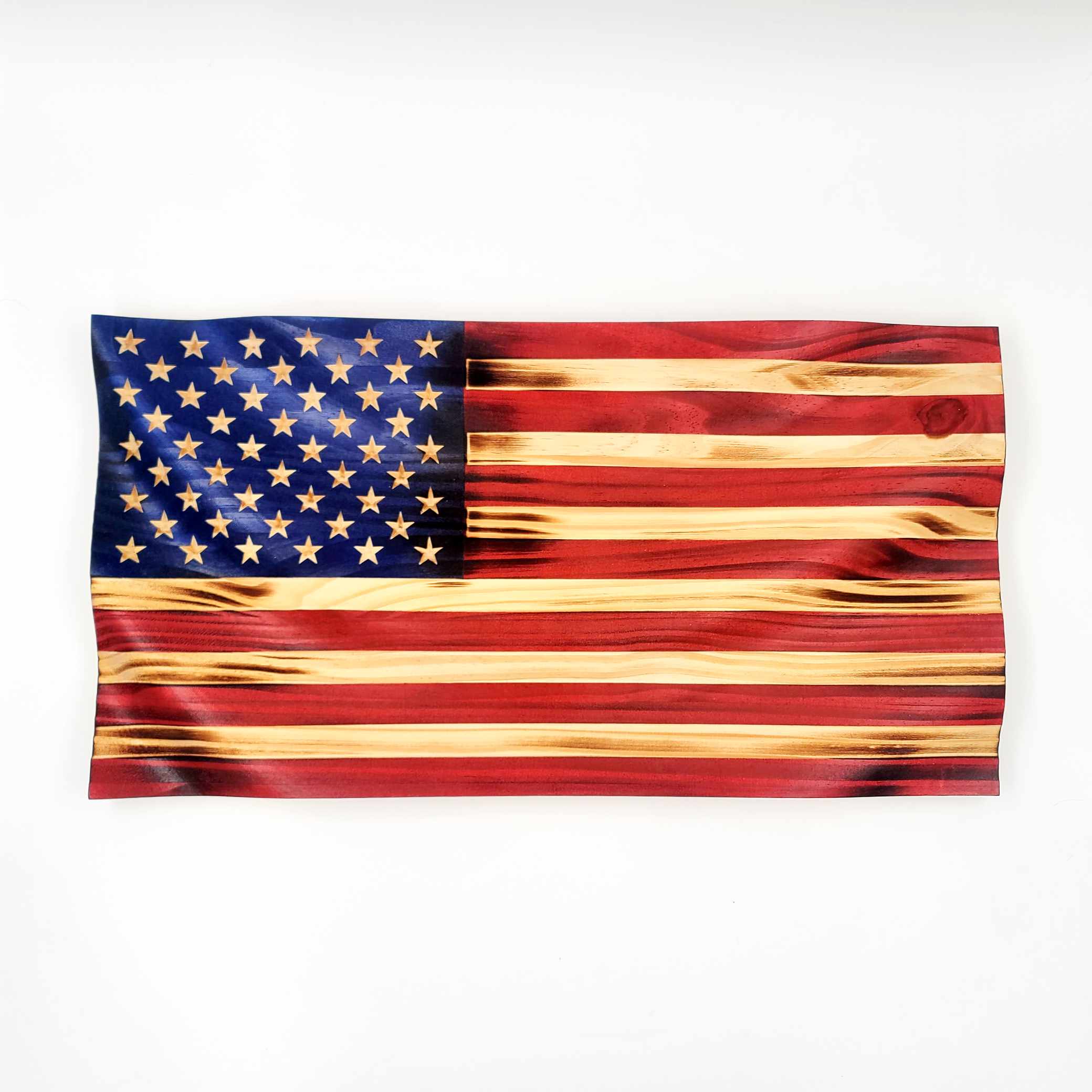 SWWF001 - Wooden American Flag | Wavy - Carved Flags