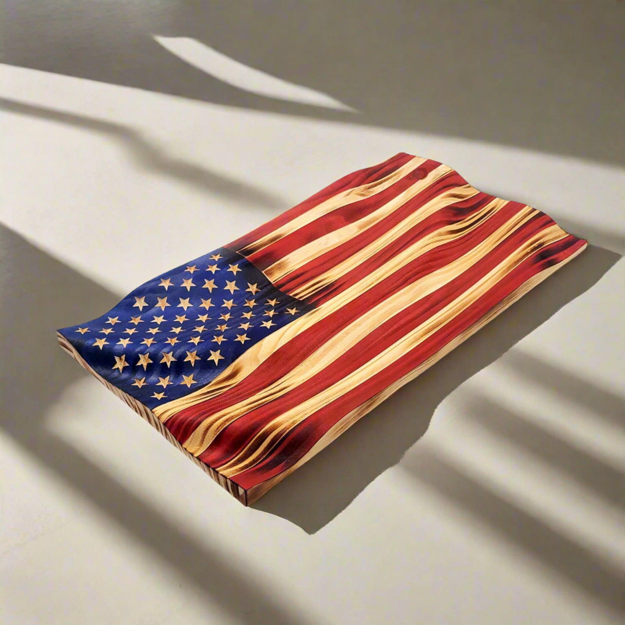 WOODEN AMERICAN FLAG | WOOD FLAG | WAVY AMERICANA DECOR