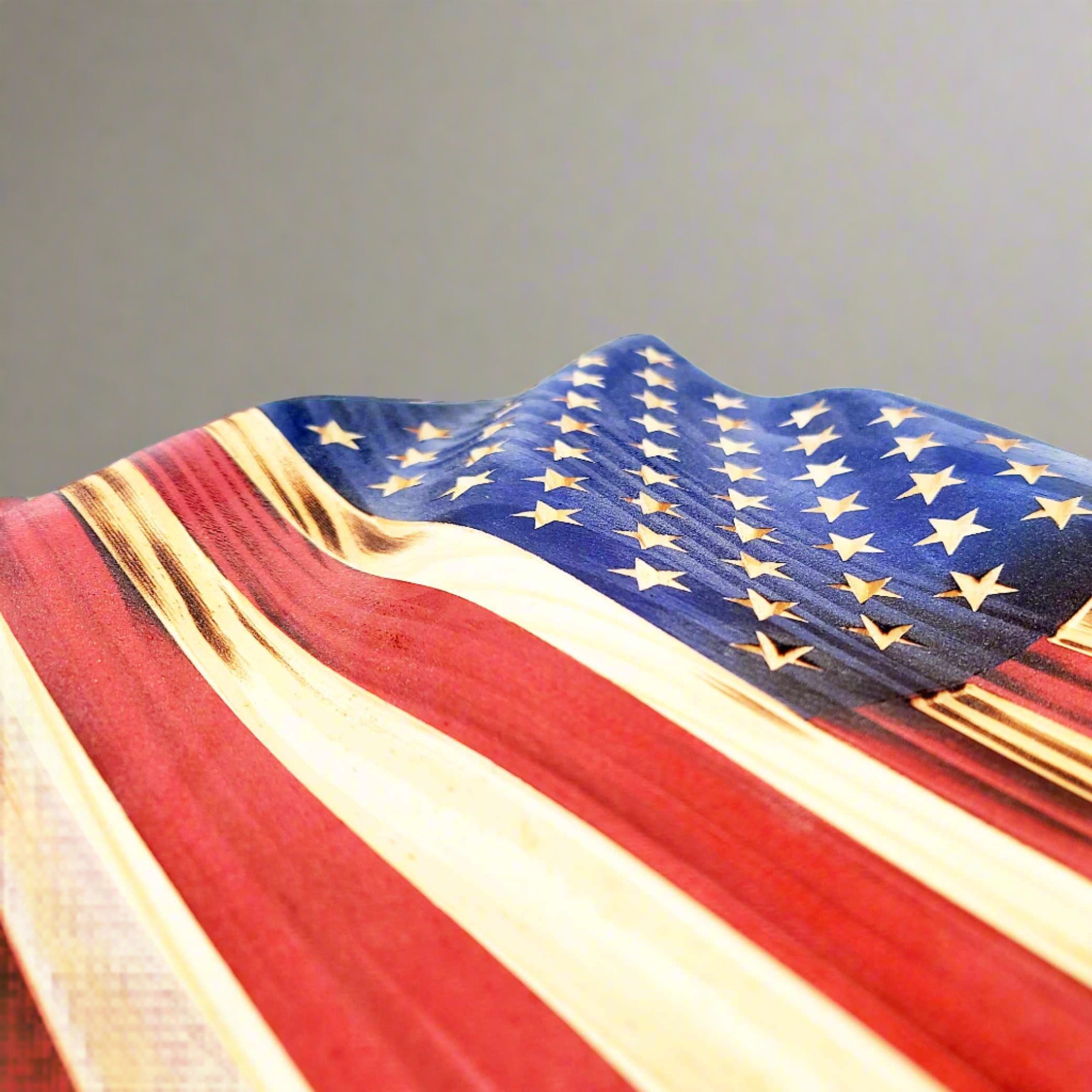 SWWF001 - Wooden American Flag | Wavy - Carved Flags