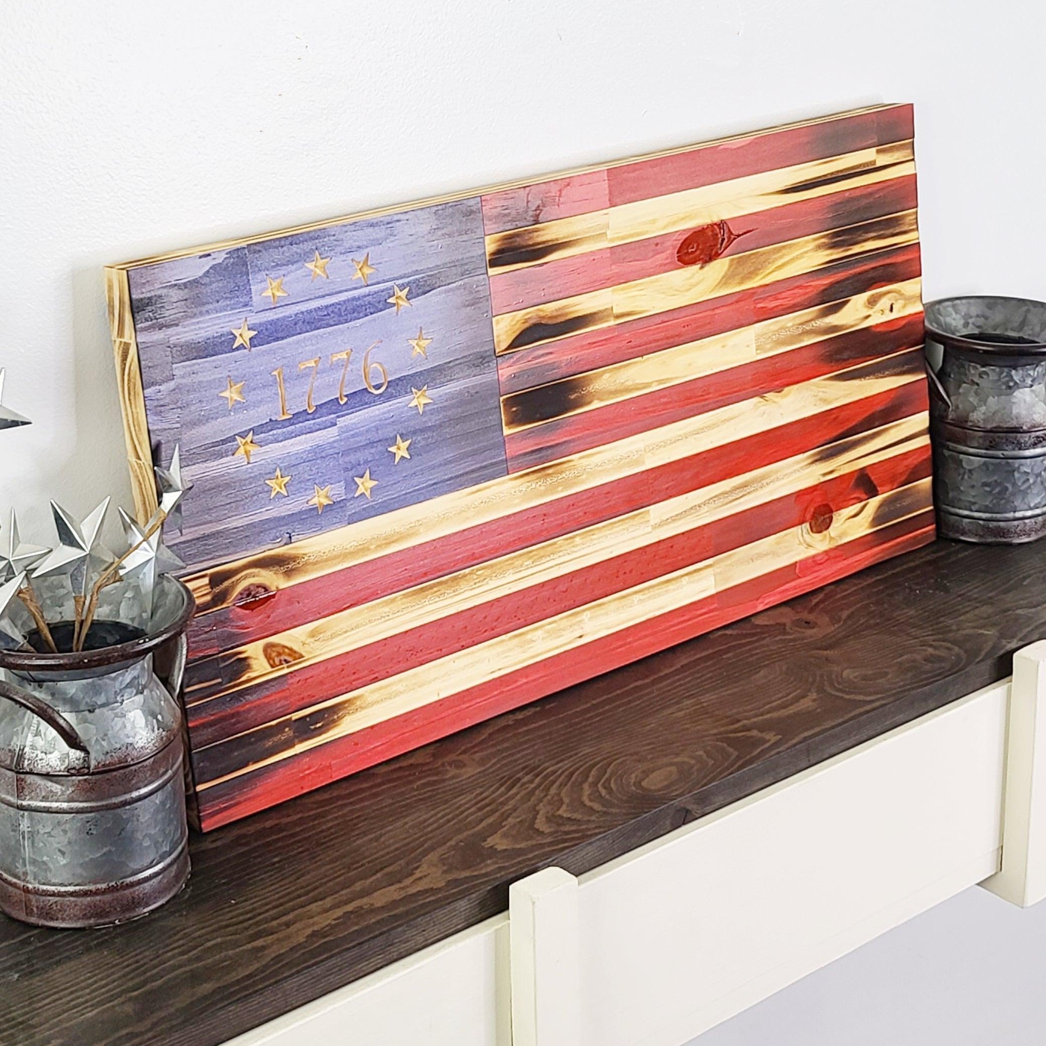 BR 1776 Wood Flag - Premium Wooden American Flag from Crater Goods - Just $38.99! Shop now at Crater Goods