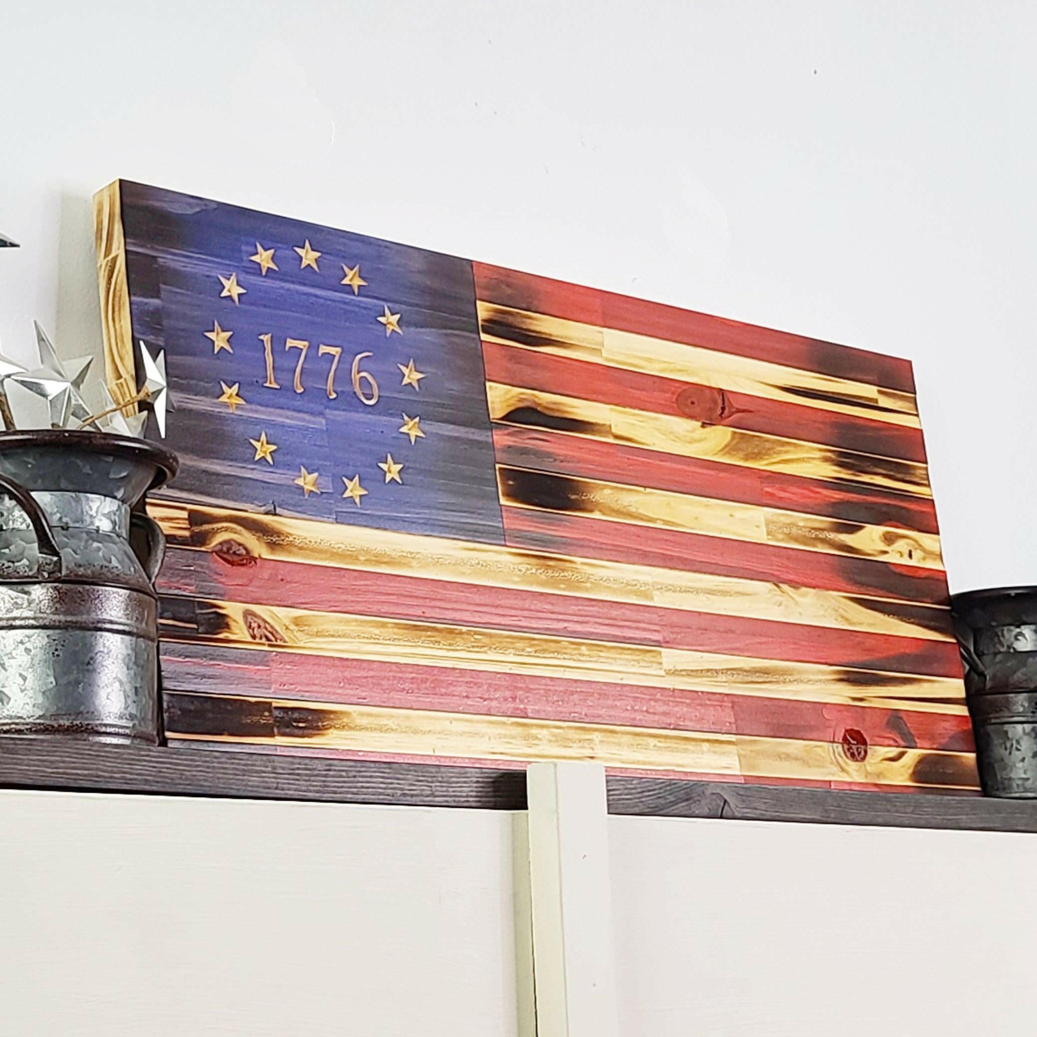 BR 1776 Wood Flag - Premium Wooden American Flag from Crater Goods - Just $38.99! Shop now at Crater Goods