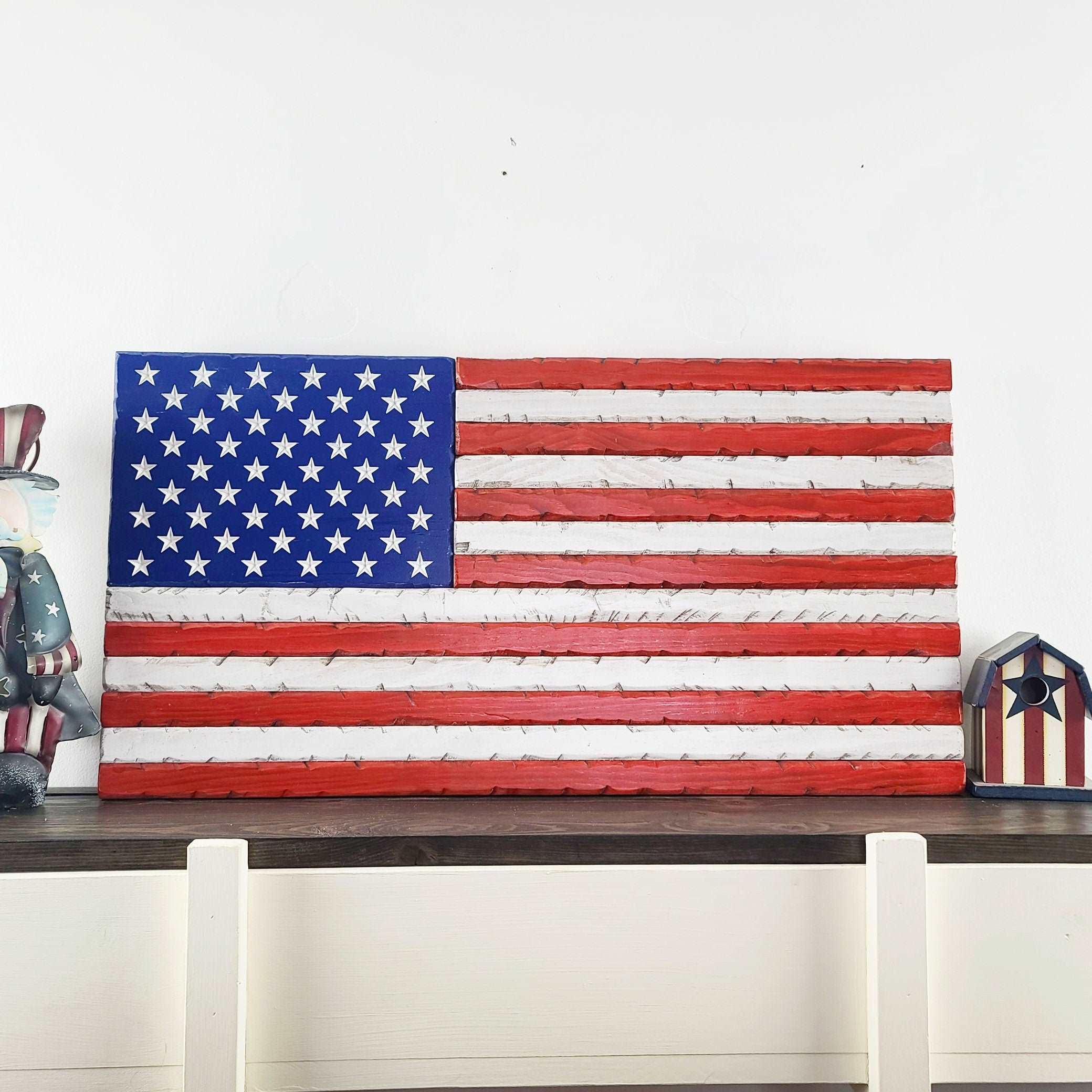 Distressed Wood Flag (Slatted) - Premium Wooden American Flag from Crater Goods - Just $44.99! Shop now at Crater Goods