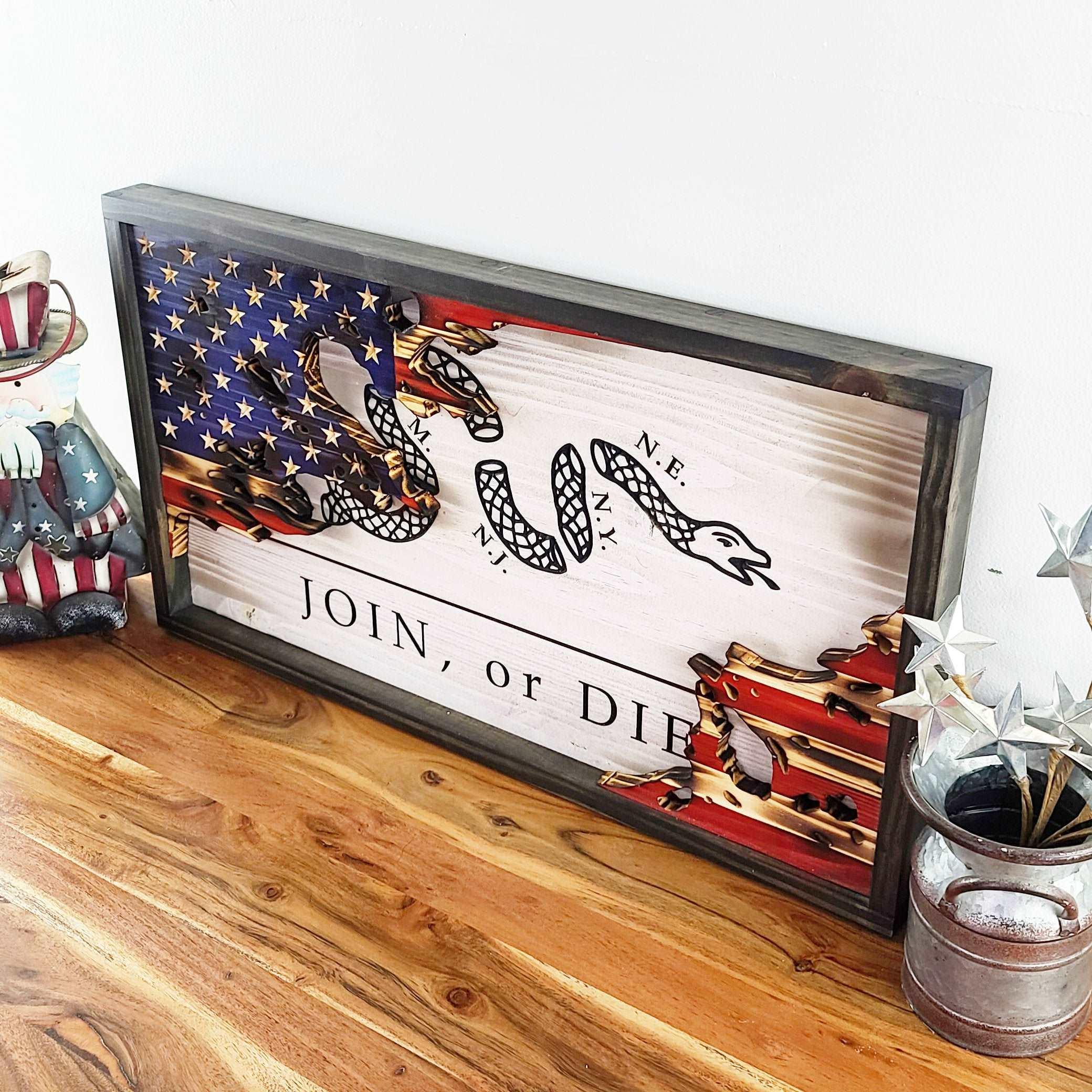 Join or Die Wood Flag (Layered) - Premium Wooden American Flag from Crater Goods - Just $79.99! Shop now at Crater Goods