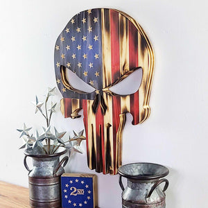 Punisher Wood Flag (Shaped) - Premium Wooden Flag from Crater Goods - Just $49.99! Shop now at Crater Goods