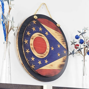 Round Ohio State Flag (Layered) - Premium Wooden American Flag from Crater Goods - Just $78.99! Shop now at Crater Goods