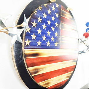 Round Wood Flag (Layered) - Premium Wooden American Flag from Crater Goods - Just $78.99! Shop now at Crater Goods