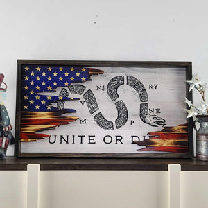 Unite or Die Wood Flag (Layered) - Premium Wooden American Flag from Crater Goods - Just $79.99! Shop now at Crater Goods