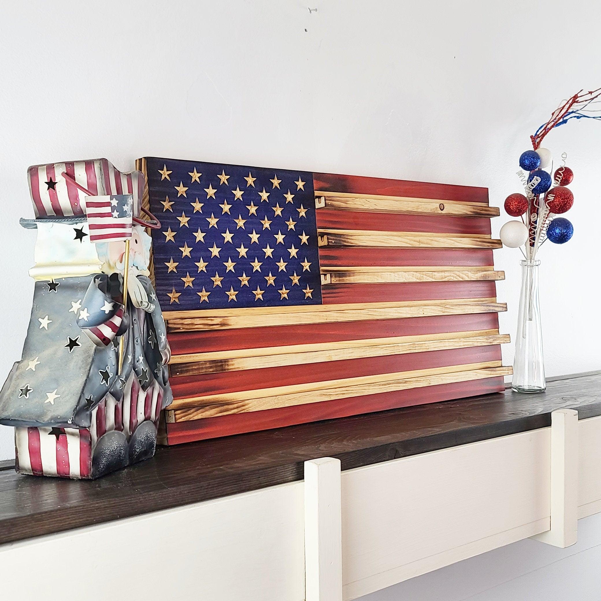 Wood Flag Challenge Coin Holder - Premium Wooden American Flag from Crater Goods - Just $129.99! Shop now at Crater Goods